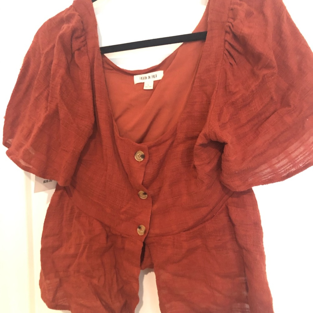 Cute dark burnt orange blouse/top